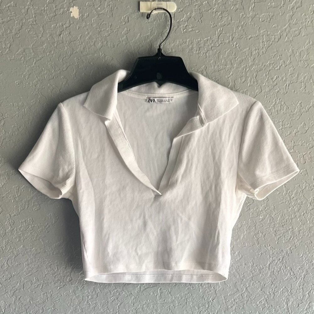 Zara Cropped V-Neck with Collar